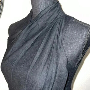 Helmut Lang Women’s Sleeveless Front Draped Lined Top Tunic with Zip Back Black